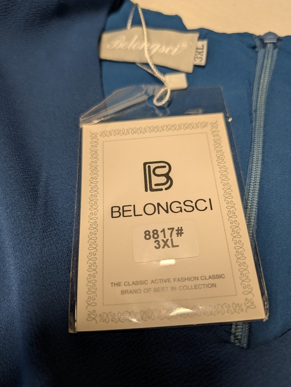 BelongSci Plus 3XL Blue Ruffle Layeref Half Sleeve Midi Dress Boho V-neck NWT - Picture 6 of 7